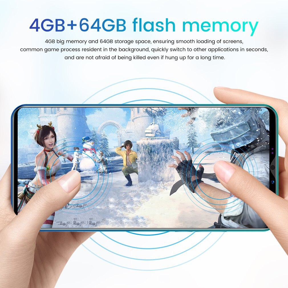 Z6 Pro Smartphone 5.8 Inch Screen Smartphone 512M+4G Android Smartphone 3D Glass Plated Back Cover Black