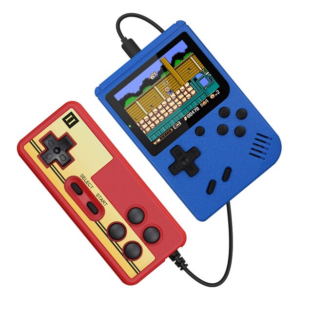 2020 nuovo 400 IN 1 Console per videogiochi retrò gioco portatile Console di gioco tascabile portatile Mini lettore portatile per regalo per bambini: Blue With Gamepad