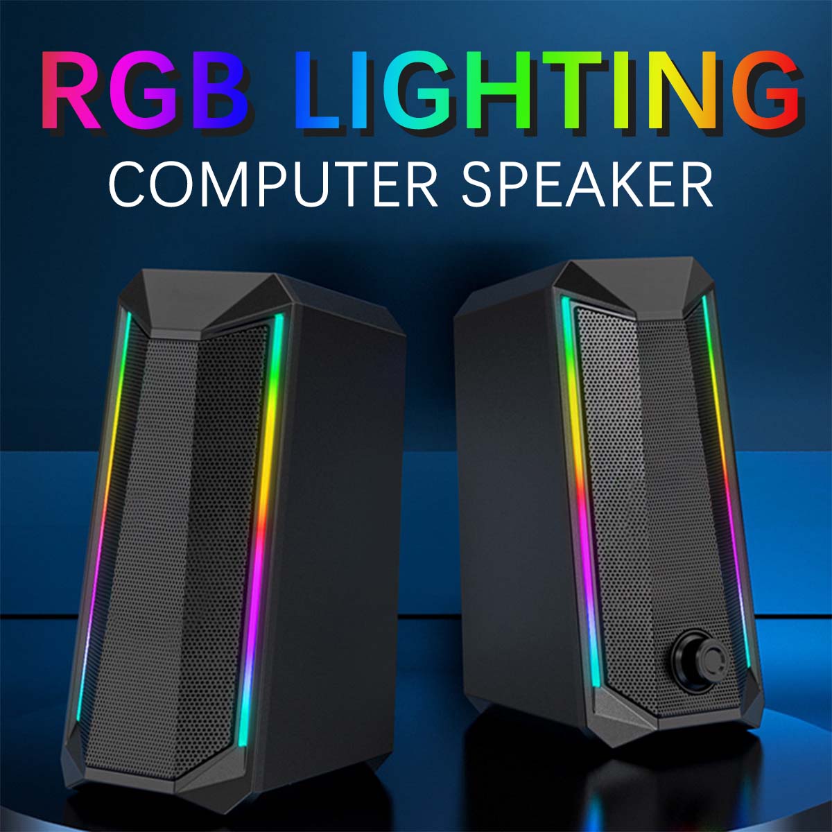 Touchtable RGB Lights Computer Speaker USB 5D Surround Sound Subwoofer Music Speaker for Laptop Notebook PC Stereo Loudspeaker