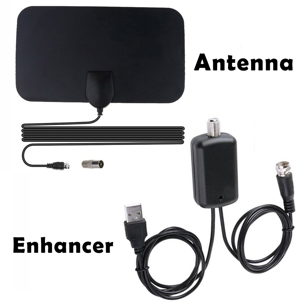 JTKE-antena de TV Digital, dispositivo de alta ganancia, 4K, 25DB, con enchufe europeo, potenciador de 50 millas, plano HD aéreo para interior: Antenna and Enhancer