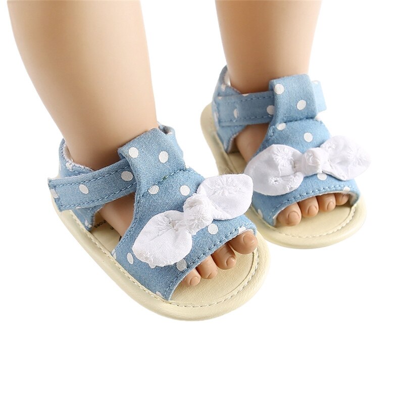 Pudcoco mais novo bebê menina pontos arco antiderrapante princesa berço sapatos sandálias de verão tamancos 0-18 m