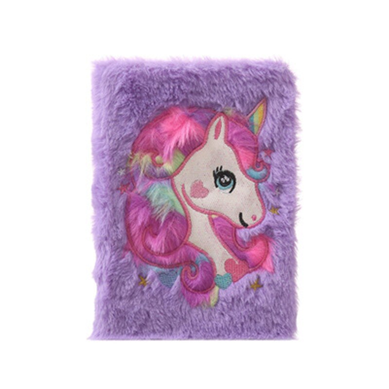 Plush Unicorn Notebook, Magic Diary for Girls Lovely Unicorn Fluffy Notebook 160 Pages for Writing and Drawing Birthday for Girl: Purple