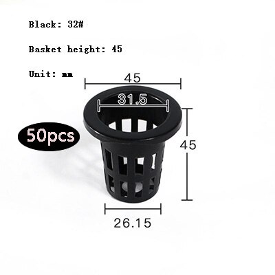 50Pcs Planten Mand Plastic Hydrocultuur Groente Planten Mand Grondloze Teelt Planten Blauw Cup Wortel Fixer: 3245black