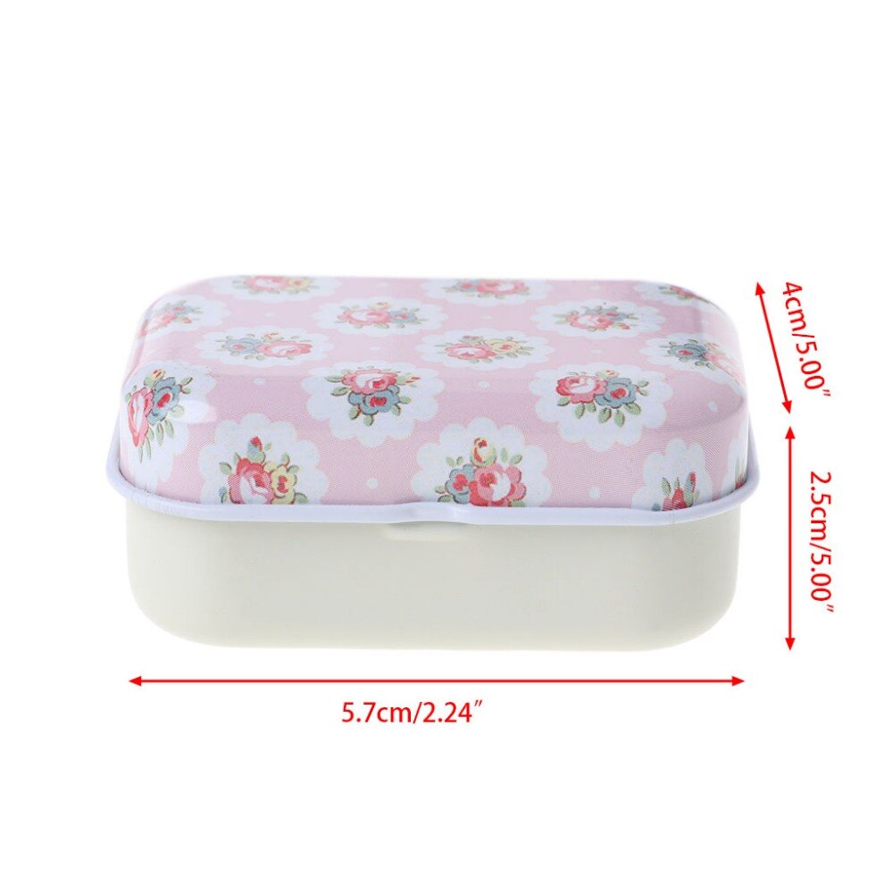 ZLROWR Flower Tin Trinket Jewelry Coin Box Tinplate Storage Case Small Rectangular