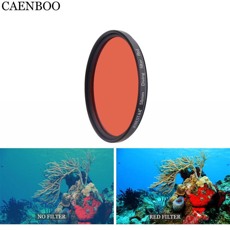 CAENBOO filtros de objetivo de cámara de acción Go Pro Hero 5 6 Color rojo buceo submarino filtro Circular para GoPro Hero5/6 negro 58mm