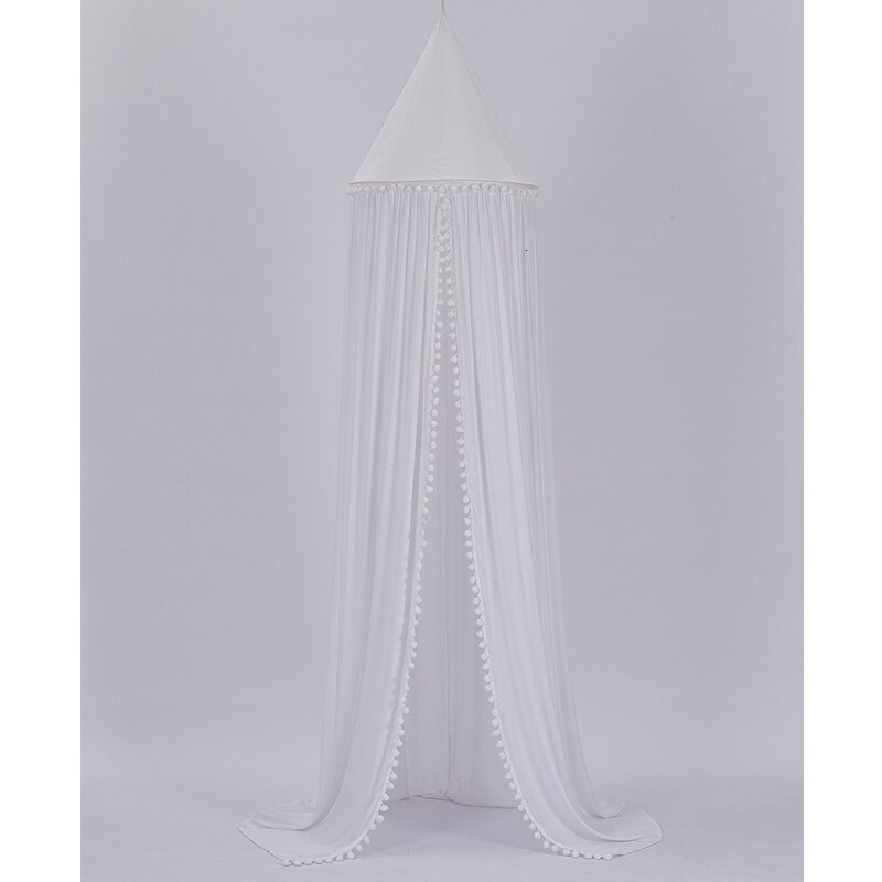 Koodykids Nursery Decor Katoen Luifel Wieg Met Kleine Pompoms Mosquito Baby Boy Girl Room Kids Kinderen Kamer Crib Canopy Decor: white