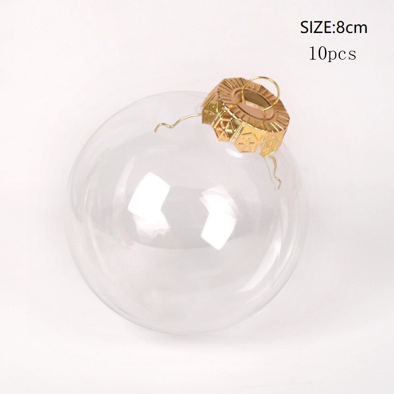 Przezroczyste świąteczne drzewo dekoracyjne kulki Diy urok otwarte plastikowe ozdoby cacko prezenty pudełeczko prezentowe domowe rękodzieło dekoracyjne: 10pcs Golden-8cm