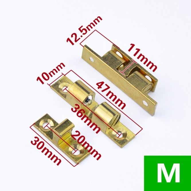 1 PC Multiple sizes Pure Copper Double Ball Latch Clip Lock Cabinet Door Catches Touch Beads Bronze Brass Hardware Accessories: M Size