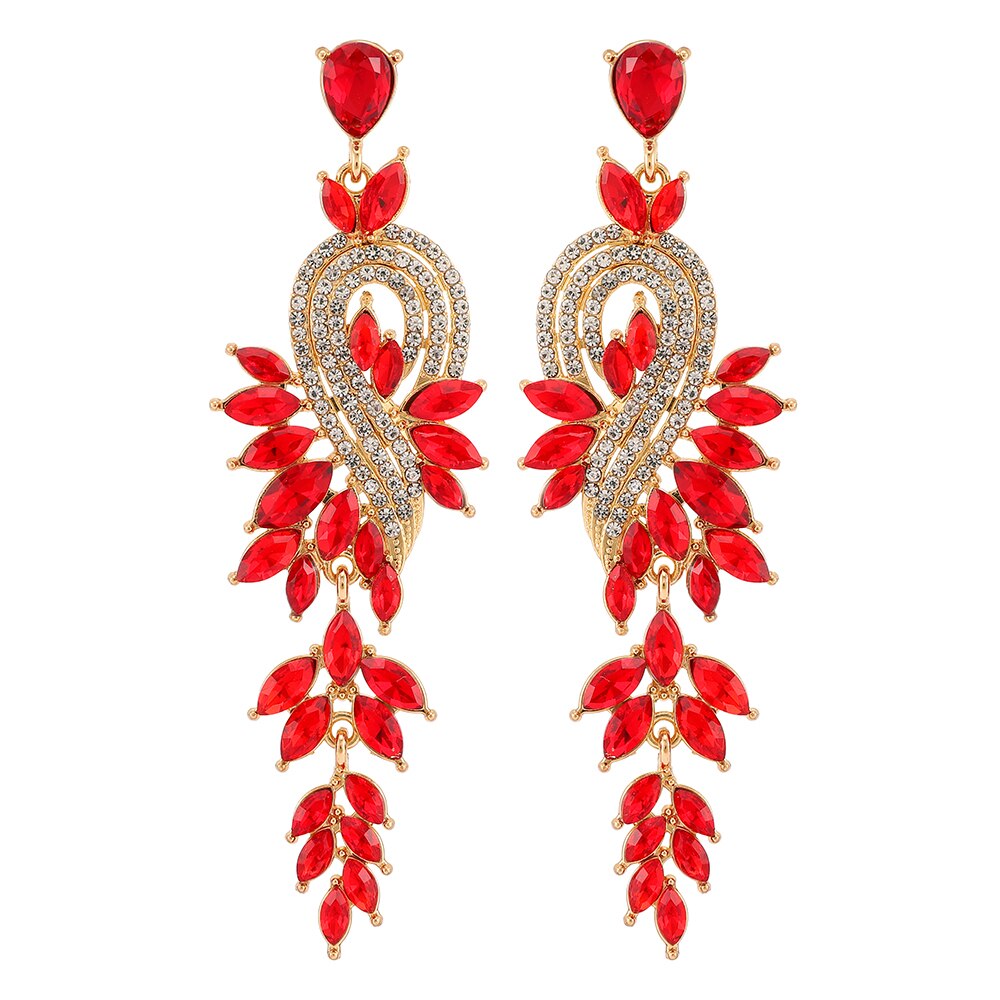 Ztech-Pendientes geométricos grandes y largos para mujer, joyería de lujo de cristal, para , boda, Bisutería: Red