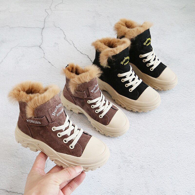 Kinderen schoenen winter lederen jongens en meisjes Martin laarzen non-slip zachte bodem wilde kinderen snowboots