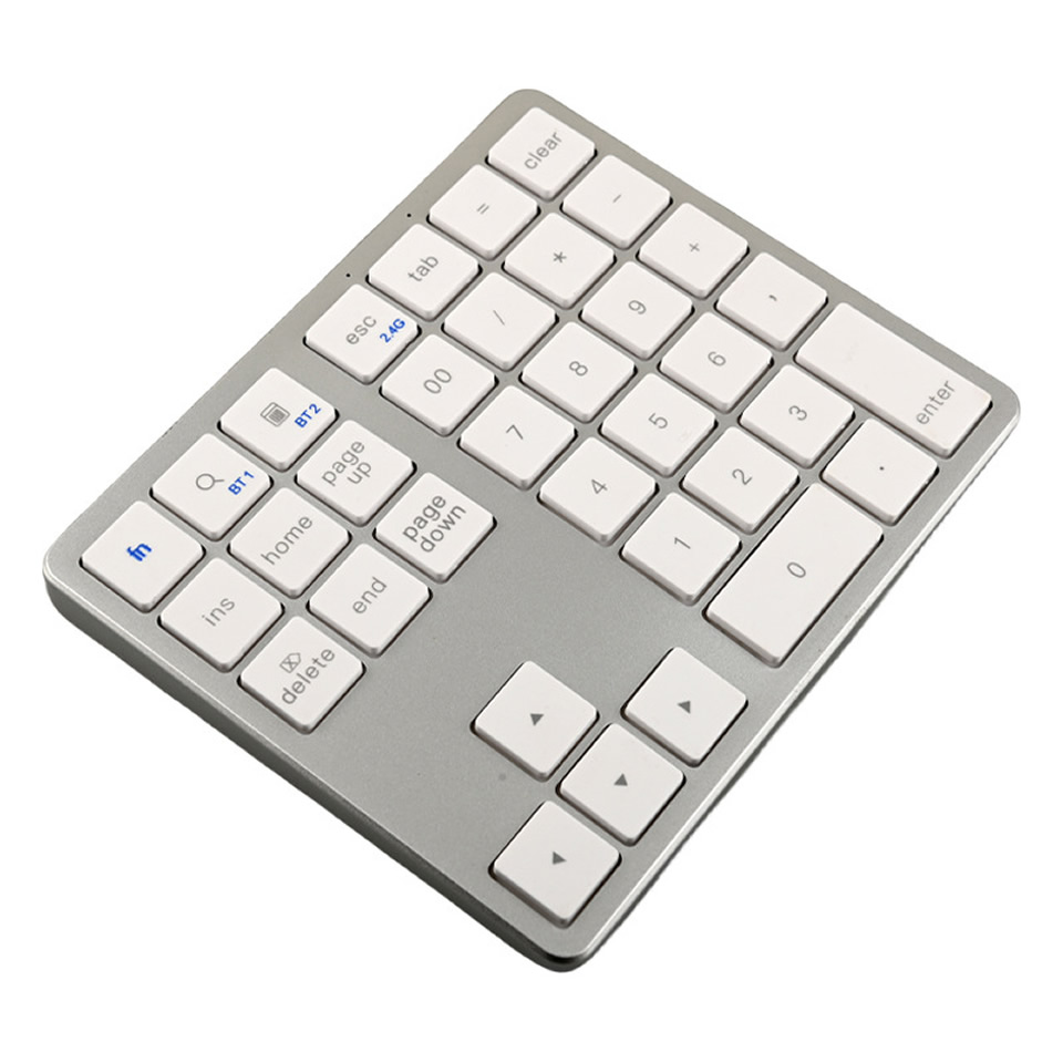 2.4G draadloos Bluetooth-numeriek toetsenblok Ultradunne afstandsbediening Numpad numeriek toetsenbord voor IOS Android Window digitaal toetsenbord: WHITE