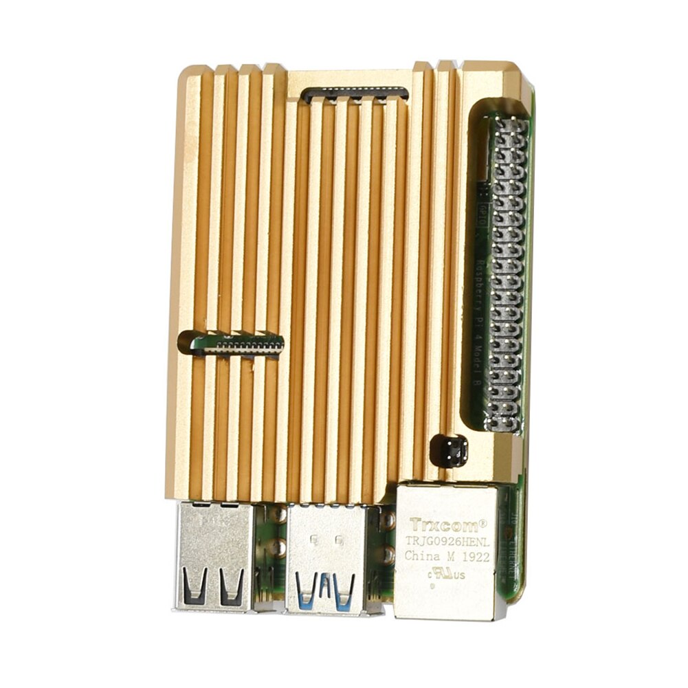 Capa de resfriamento fácil instalar liga de alumínio acessórios gabinete escudo ferramenta durável caso protetor sinal para raspberry pi 4b: Gold Without Fan