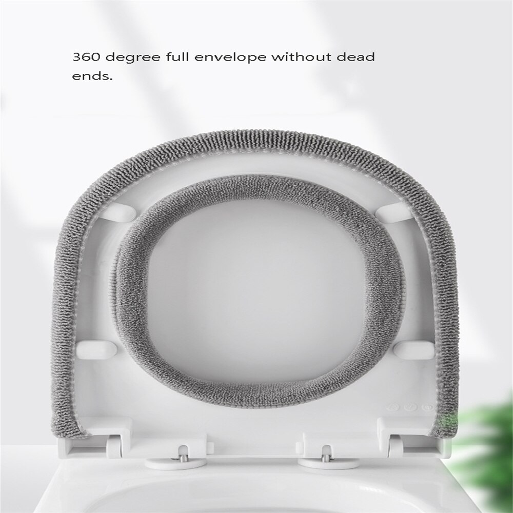 1pc Winter Warm Toilet Seat Cover Closestool Mat Washable Bathroom Accessories Knitting Pure Color Soft O-Shape Pad Toilet Seat