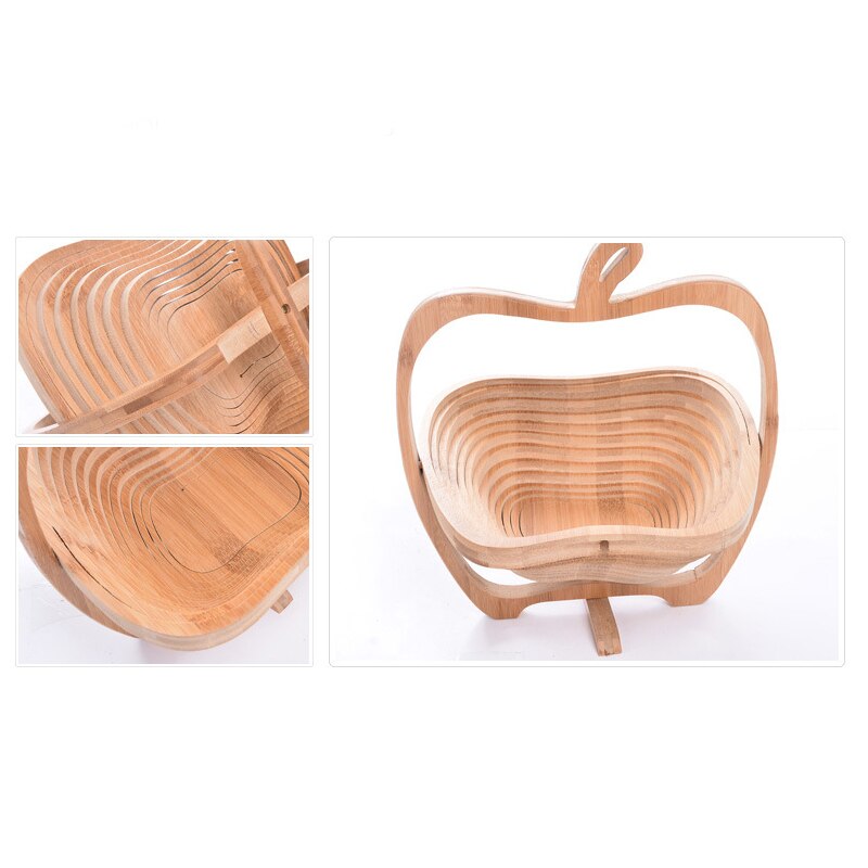 Eleg Opvouwbare Apple Vormige Bamboe Mand Opvouwbare Fruitmand