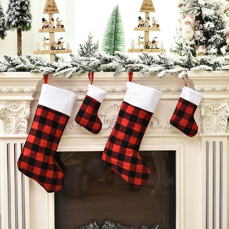 Bas HoldersLarge bas tissu chaussettes noël beau sac pour enfants cheminée arbre décoration de noël