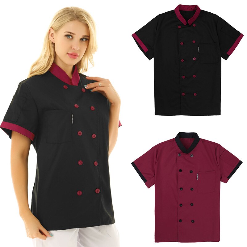 IIXPIN Unisex Men or Women Restaurant Clothes Chef Coat Waitress Jacket Work Uniform Food Service Barista Wear