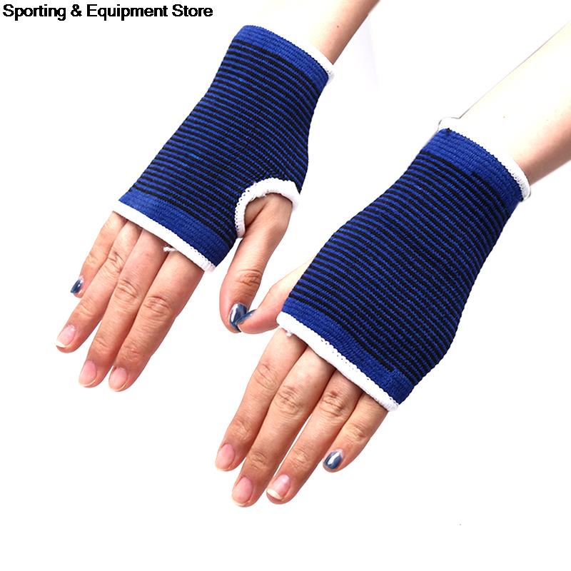 2 stk blå håndled håndstøtte handske elastisk bøjle ærme sports bandage gym wrap