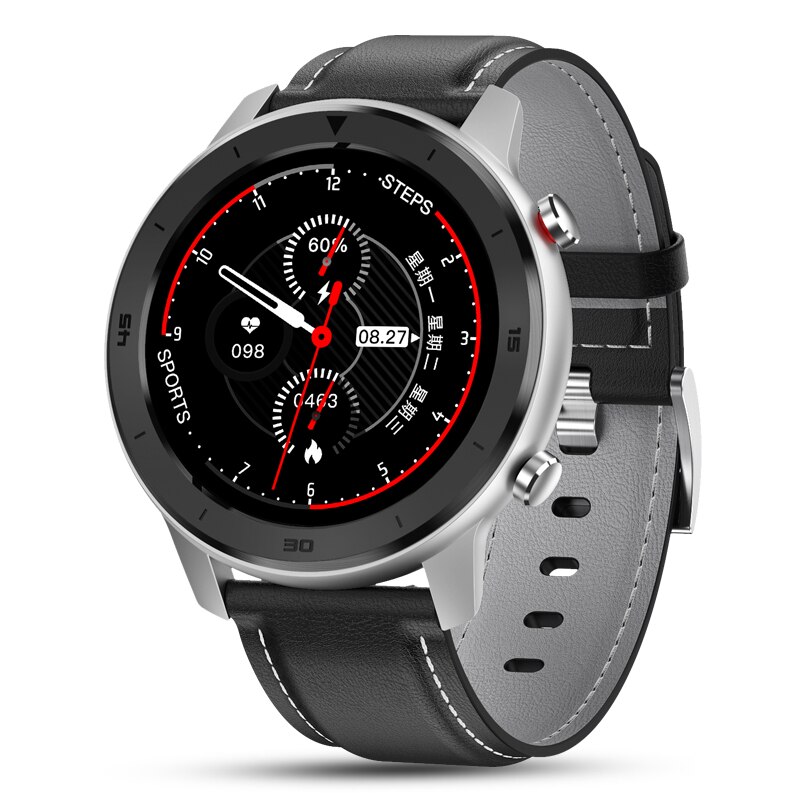 MAFAM DT78 Smart Watch Men Heart Rate Blood Pressure Oxygen Monitor Ip68 Waterproof Multiple Languages Sport Fitness Tracker: Black grey leather
