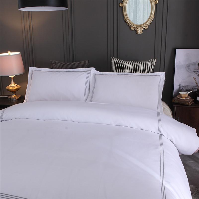 Hotel sengetøj sæt dronning / king size hvid farve broderet dynebetræk sæt hotel sengelinned sæt sengetøj pudebetræk