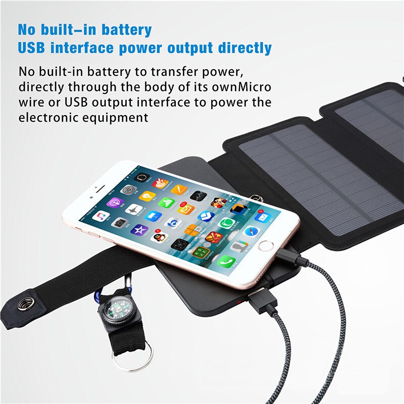 Emergency Solar Panel Foldable Outdoor Solar Charger for Phone Battery Travel Hiking Camping USB Portable Power Cell Charger