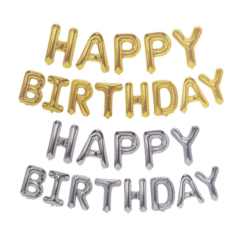 13Pcs Happy Birthday Balloons Foil Letter Balloon Birthday Party Decorations Kids Adult Birthday Balloons card packaging