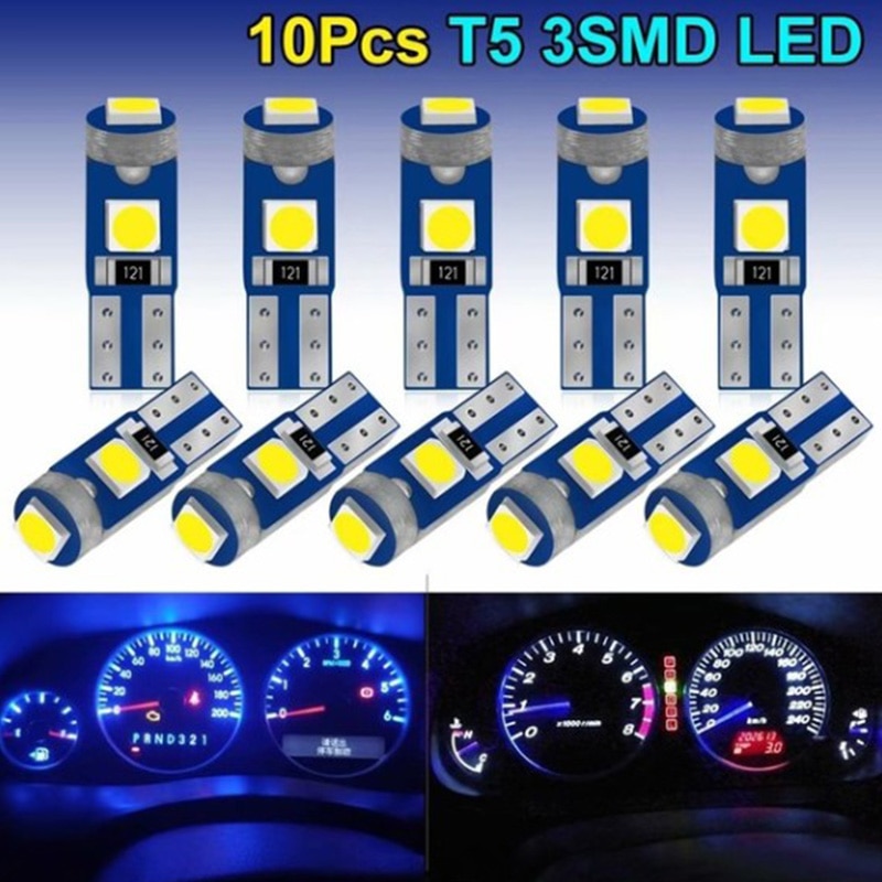 10Pcs T5 Led Lamp W3W W1.2W Led Canbus Auto-interieur Verlichting Dashboard Warming Indicator Wedge Auto Instrument Lamp 12V