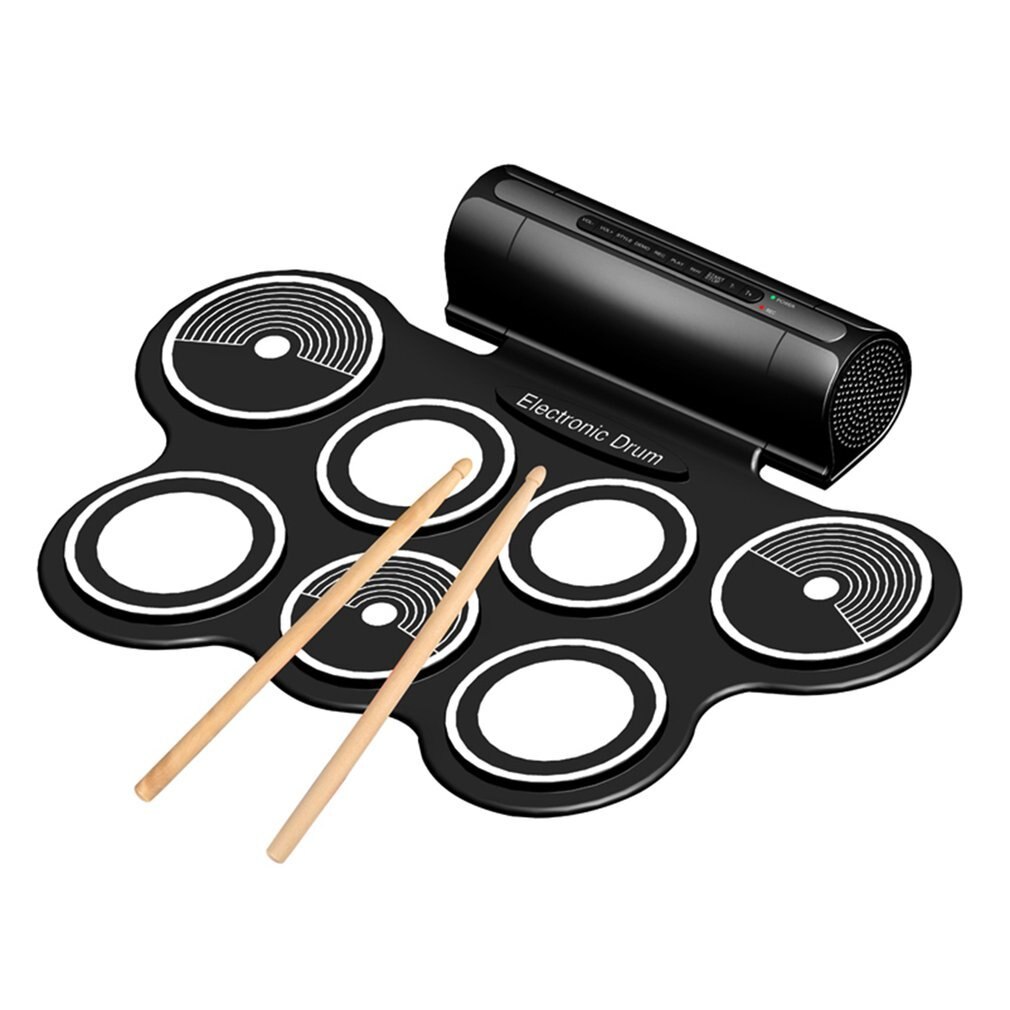 Draagbare Opvouwbare Siliconen Elektronische Drum Pad Kit Digitale USB Roll-up met Drumstick Voet Pedaal Audiokabel Muziekinstrument