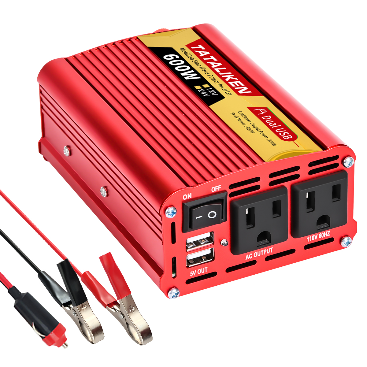 Inverter 12v, 24V 600W 1500W 2000W 2500W, portable vehicle-mounted household converter, universal socket, auto accessories