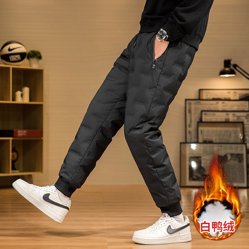 Pantalones informales de encaje para Hombre Ropa joven acolchada elástica, a la , para invierno,