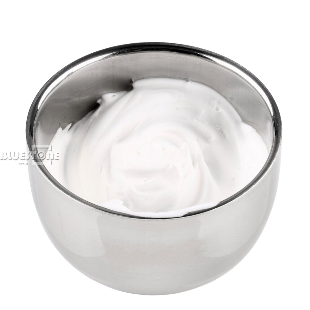Stainless Steel Shaving Brush Bowl Mug for shave Soap Silver Men's Wet Shave