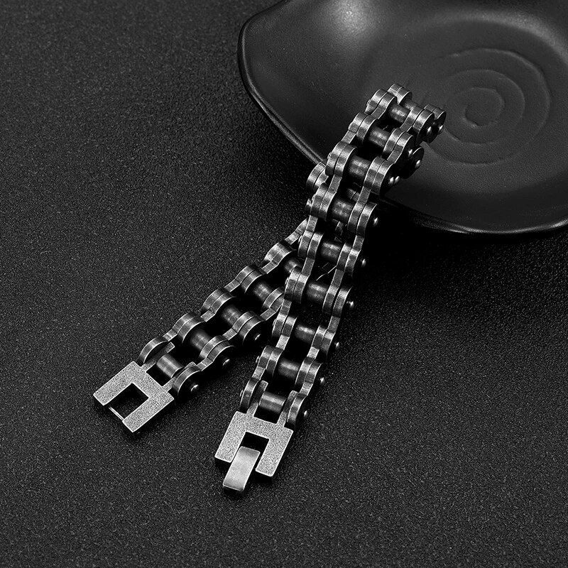 Vintage Armbänder Männer Edelstahl Motorrad Kette Biker Zubehör Schwarz Einfache schnalle Armband Charme Männlichen Schmuck