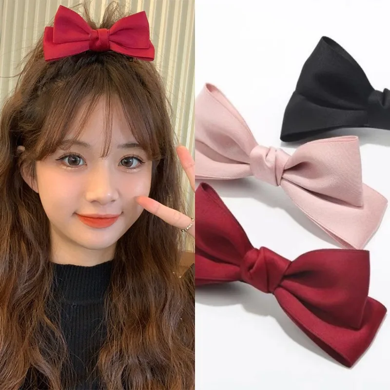 Horquillas coreanas 3D con lazo rojo para el pelo, pinzas para el pelo de princesa, pasadores de cinta, accesorios para el cabello a la para niñas y mujeres, novedad de 2023
