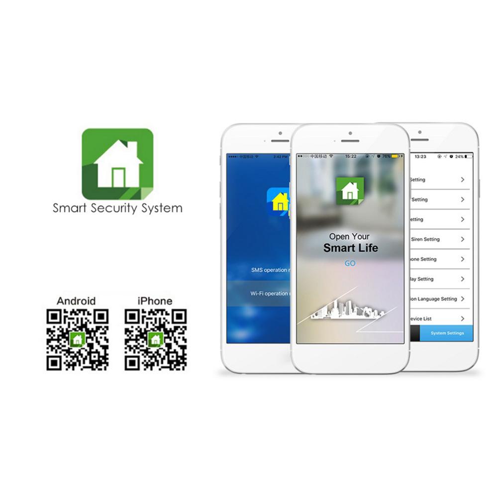 Wireless Home Security Alarm System With RFID Card Arm Disarm Switchable Alarm System APP Remote Control