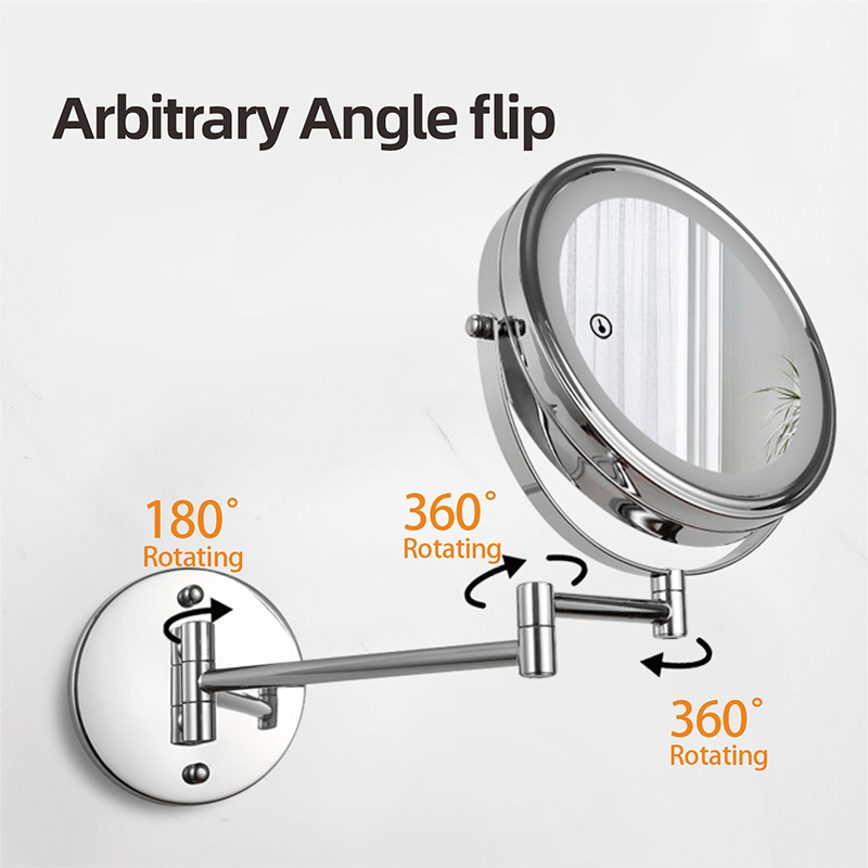 8 inch Wall Mounted Makeup Mirror 3X / 5X Magnifying Double Side Folding Arm Extend Bathroom Smart Hotel Cosmetic Mirrors