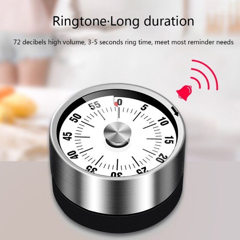 Stainless Steel Visual Timer Mechanical Kitchen 60-Minutes Alarm Cooking Timer