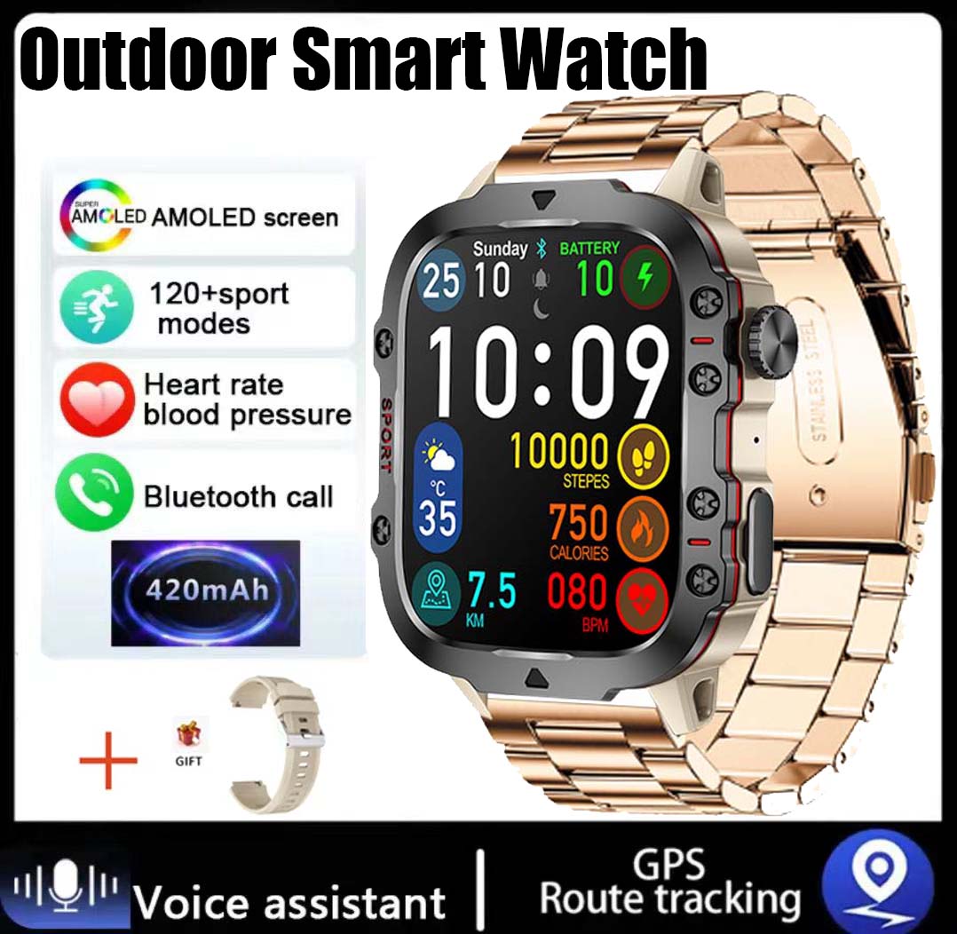 Xiaomi-Montre intelligente militaire pour hommes, IP68, 5iko, Sports de plein air, Fitness Tracker, Moniteur de santé, 2024 ", BT, Appel Smartwatch, , 1.96: Argent