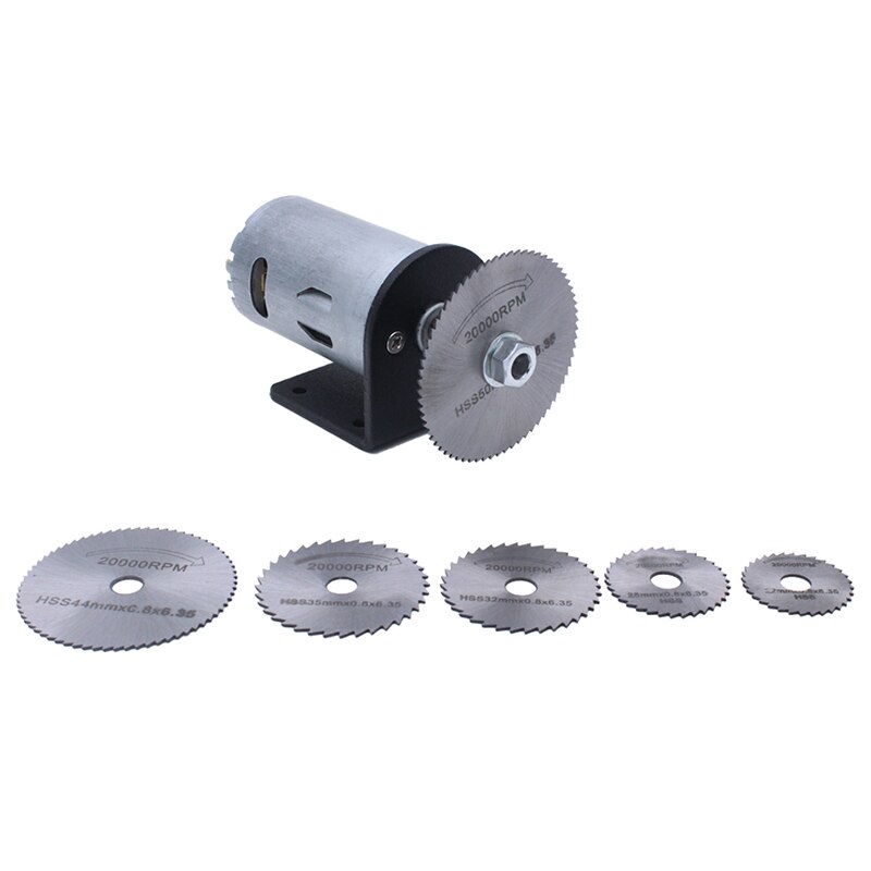 mini utensili per la lavorazione del legno fai-da-te motore Dc 24V impostato di seghe elettriche con zoppo circolari staffa adatta piastra in plastica acrilica in legno