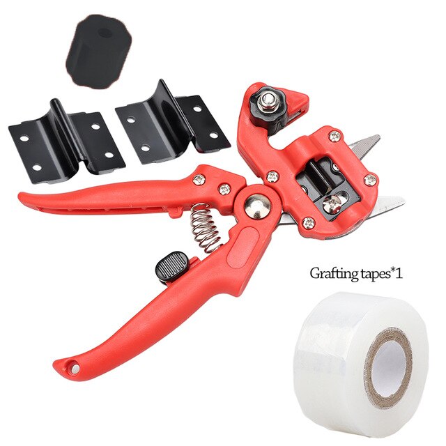 Garden Grafting Pruner Grafting Set Kit Farming Fruit Tree Pruning Shears Scissor Vaccination Plant Fruit Tree Cutting Machin: Red with one tapes