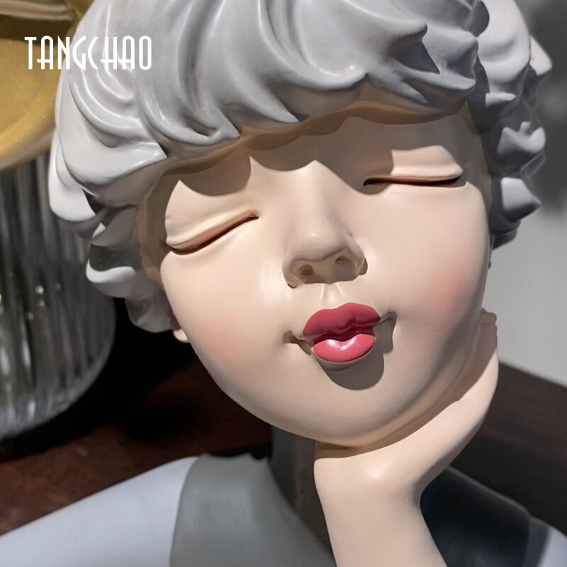 Estatua de chica nórdica para decoración del hogar, escultura de resina moderna para oficina y sala de estar, figuritas decorativas para interiores, accesorios de decoración del hogar