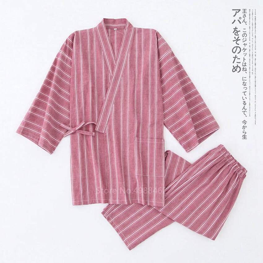 Asiatisk sommer hjemmetøy japansk stil spa tradisjonelle kimono bukser herre stripe samura pyjamas yukata jinbei nattøy pyjamas