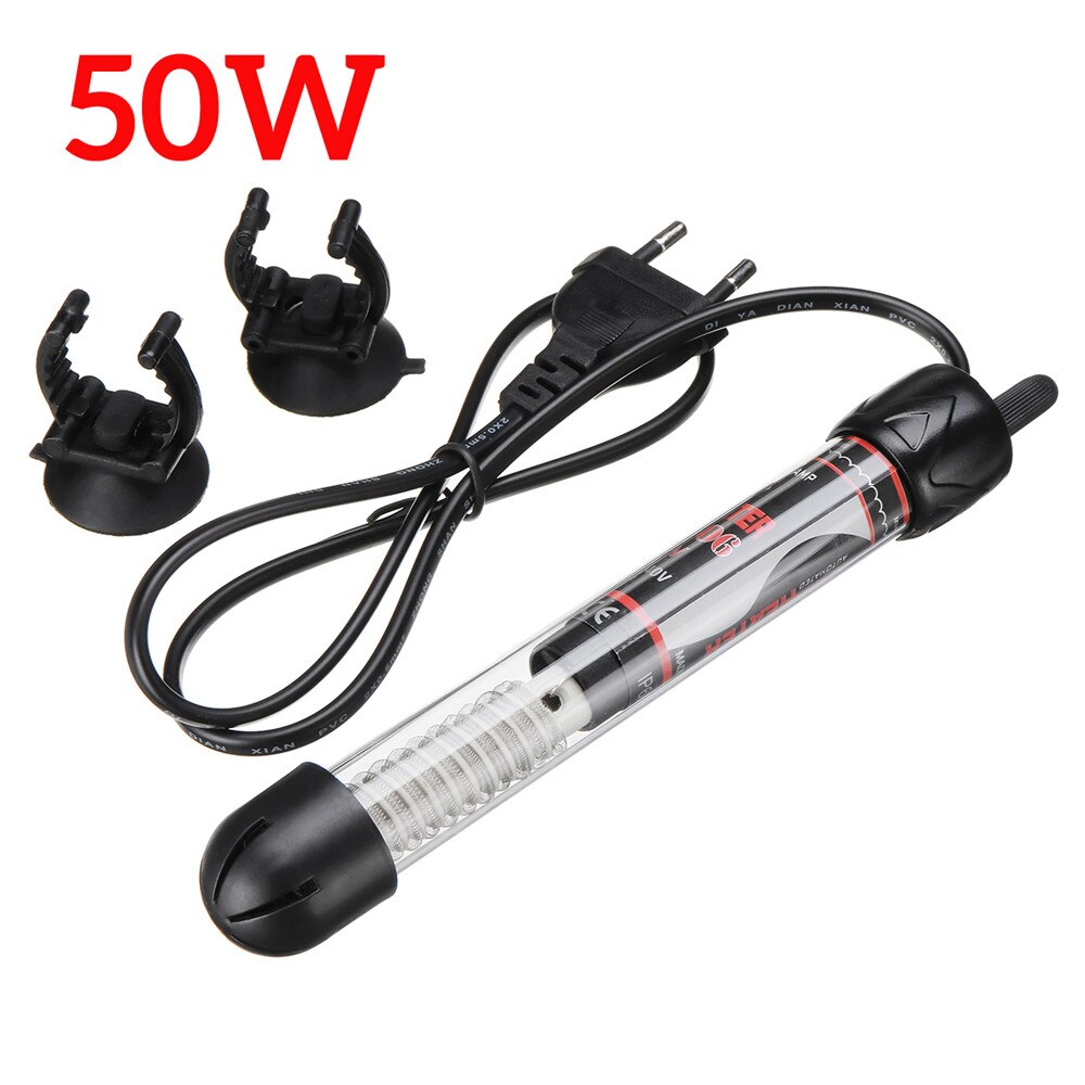 220V Adjustable Temperature Thermostat Heater Rod 50W/ 100W/ 200W/ 300W Submersible Aquarium Heater Fish Tank Water Heating: 50W