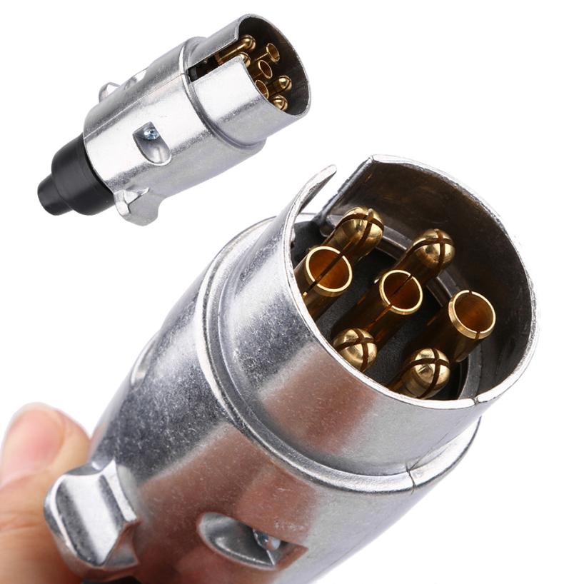 Car 7 Pin Metal Plug Indicator Tail Light Towing Car Van Trailer Caravan 12V 12N mar22