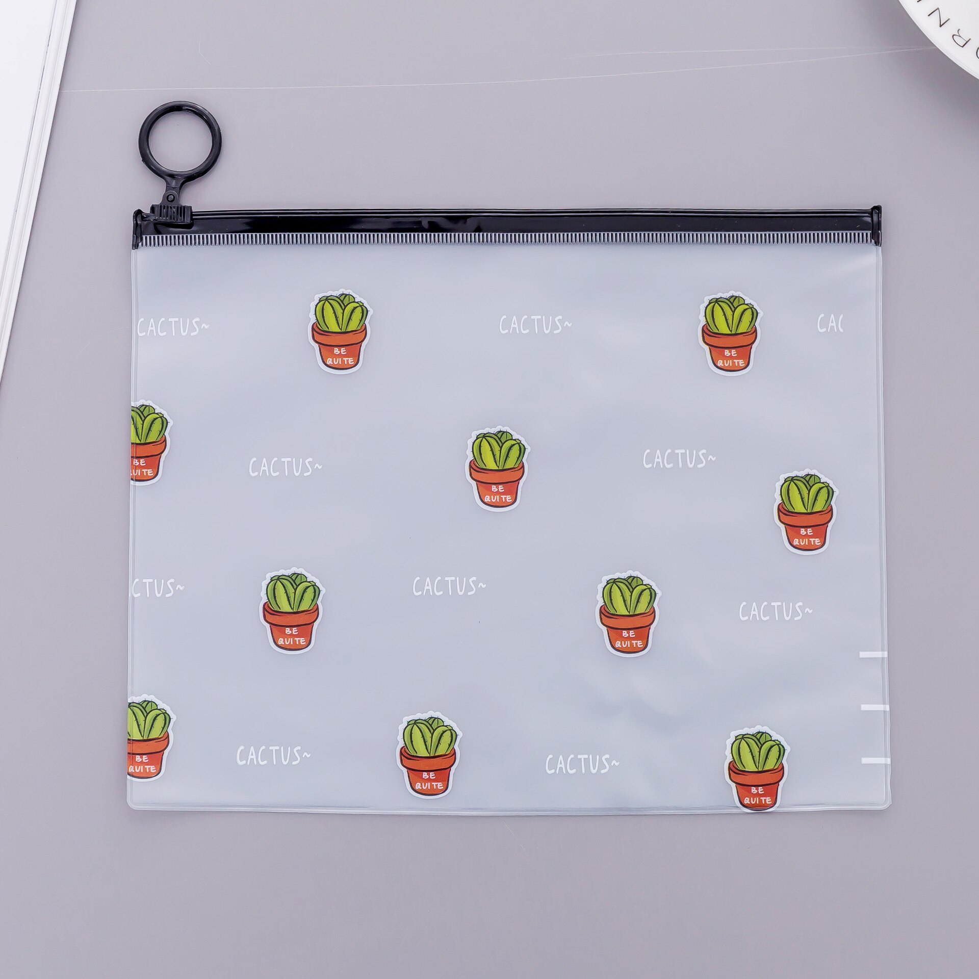 Pochette transparente à fermeture éclair Cactus en PVC A5, pour dossiers, documents, accessoires pour journal de voyage, rangement de cartes et billets: 4