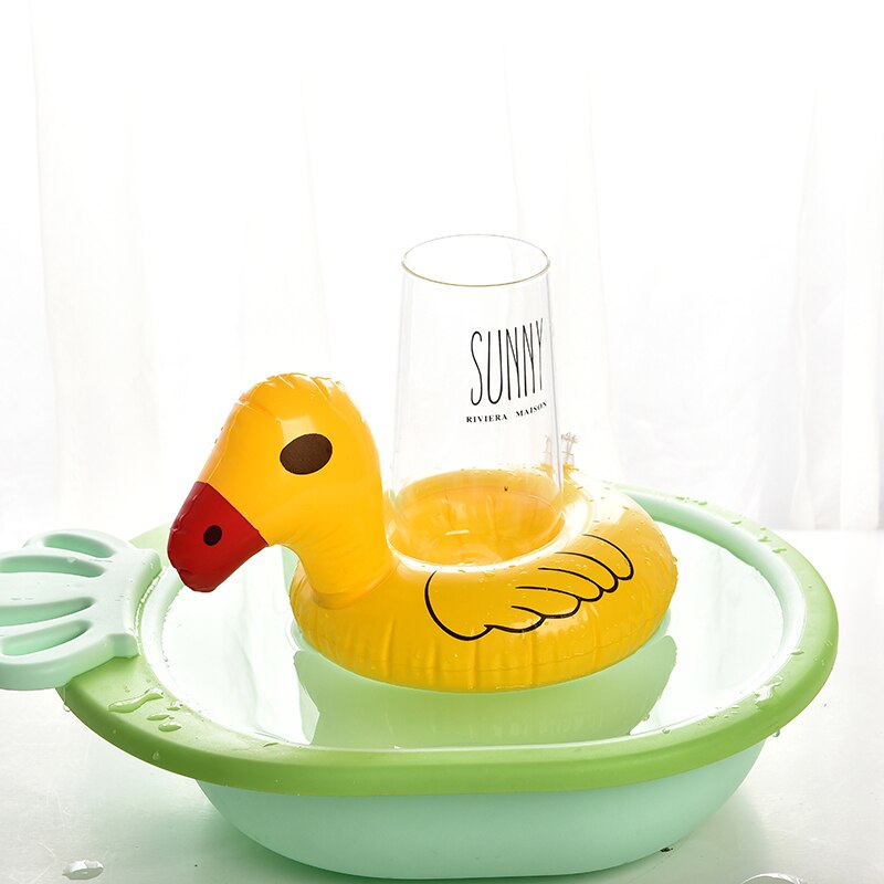 5 st/lot mini rosa flamingo uppblåsbar telefon dryck mugghållare flytande leksakspool kan festa badleksak