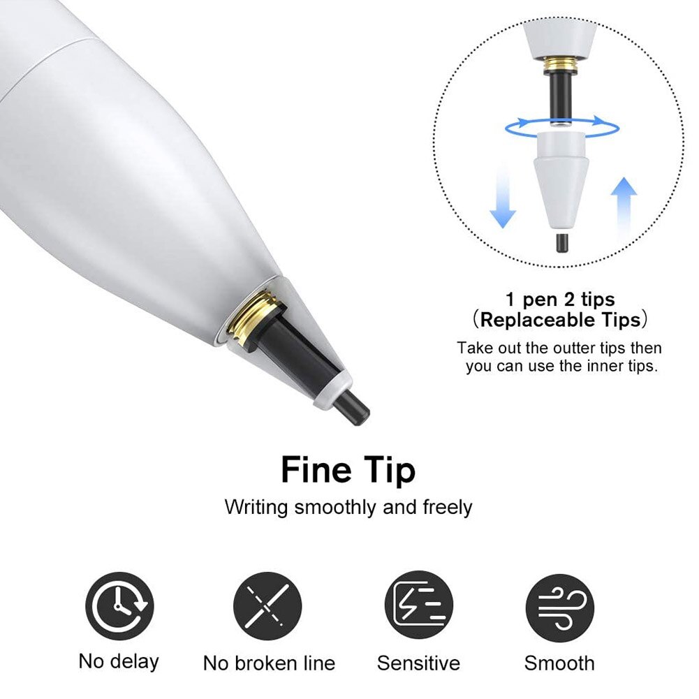 Capacitive Stylus Pen - 1.5mm Active Tip - Universal Touchscreen Smart Pen for iOS Android iPad iPhone