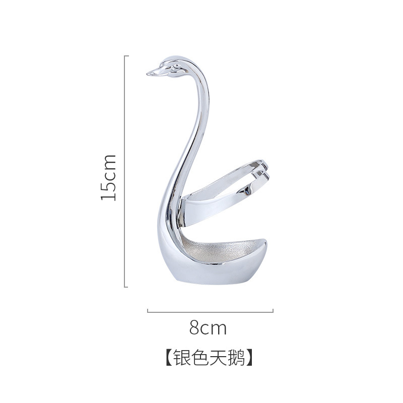 Stainless Steel Swan Dinnerware Set Gold Fruit/Dessert Cutlery Set For Swan Base Holder Silver Leaf Forks Portable Teaspoon