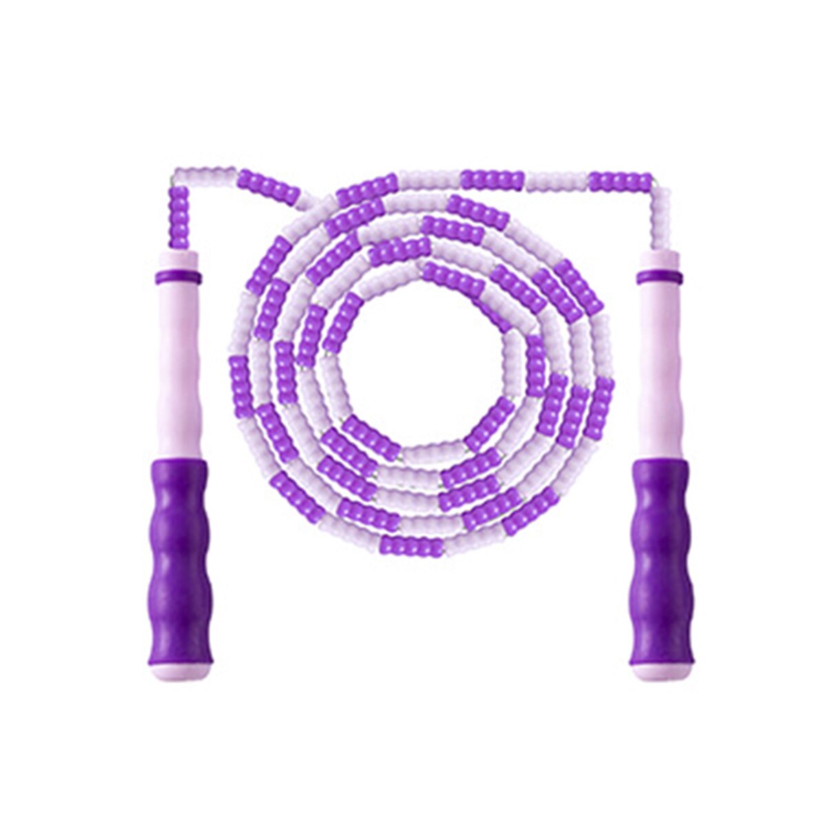 Beaded Jump Rope Adjustable Tangle-Free Segment Fitness Skipping Rope for Adults and Kids: Purple