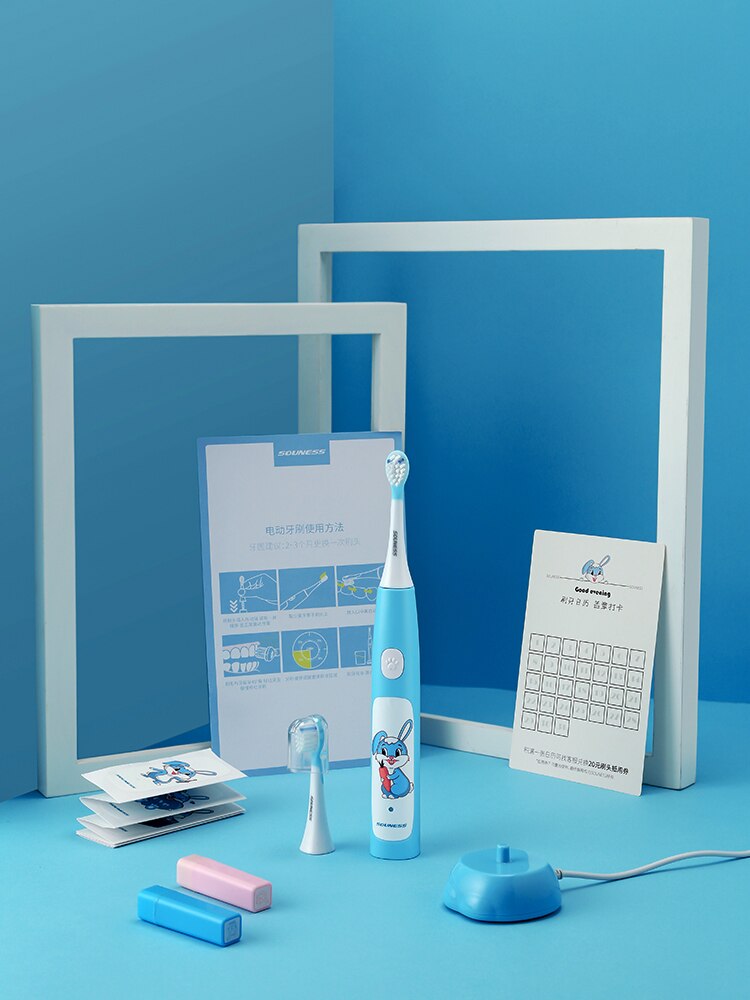 Souness enfants brosse à dents électrique étanche brosse à dents sonique rechargeable blanchiment doux brosse à dents pour garçons et filles
