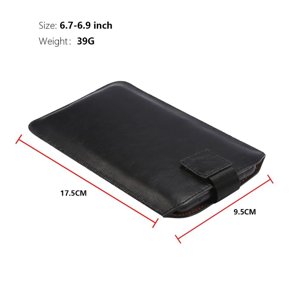 Fulaikate Verbeterde Mannen Zacht Lederen Holster Voor IPhone12 Pro Max Eenvoudige Zakelijke Mobiele Telefoon Zak Draagbare Huid Clutch Pouch: Black 6.7-6.9 in