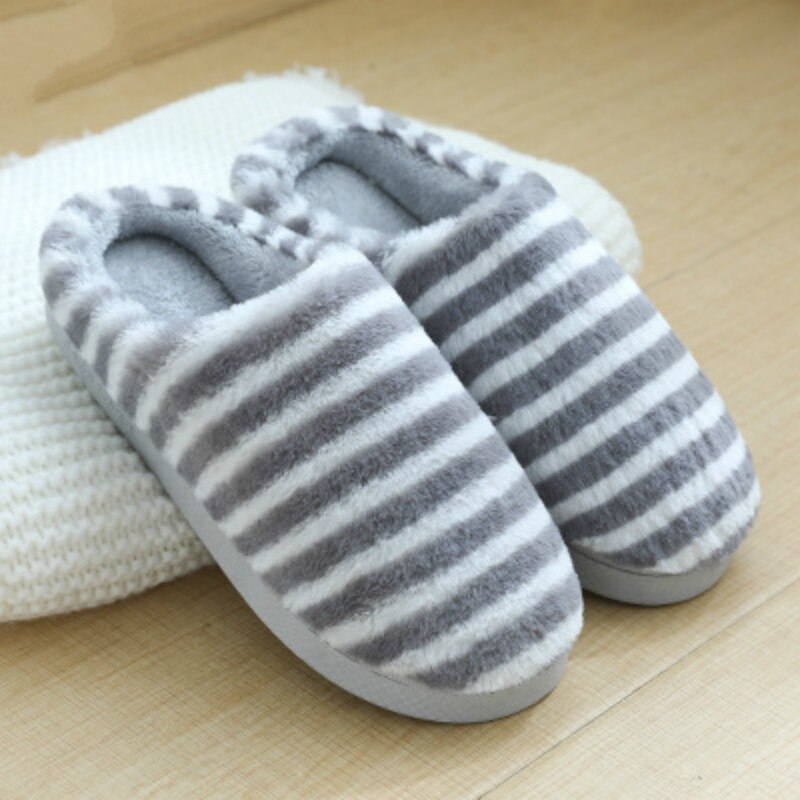 Fujin høst vinter kvinner bomull tøfler hjemme innendørs kanin ull sovesko sklisikker varm ull sovende bomull tøfler: Grå / 44-45(27-27.5cm)
